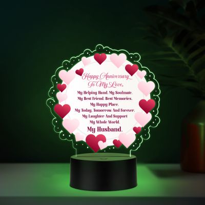 Couples Led Night Lamp Gift Item for Wedding, Anniversary, Birthday & Valentine's Day Romantic Gift for Couples Multicolored Light  (Happy Anniversary To My Love)